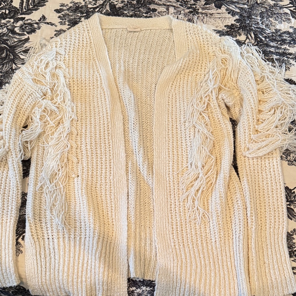 Good Hart Fringed Cream Sweater